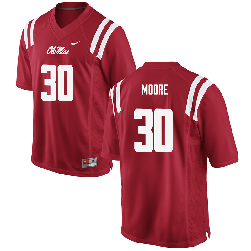 A.J. Moore Ole Miss Rebels NCAA Men's Red #30 Stitched Limited College Football Jersey HKL4258HP